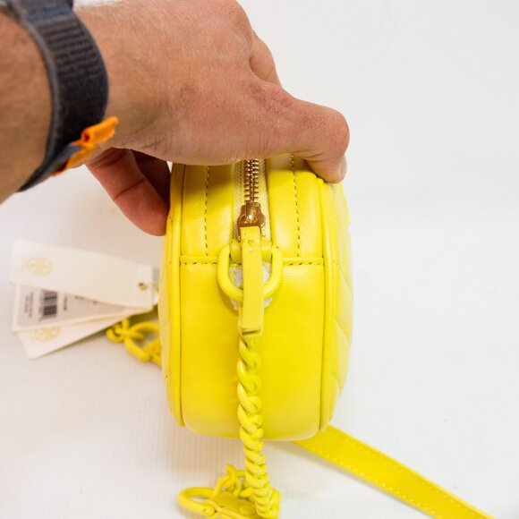 Tory Burch Kira Chevron Camera Bag - Neon Yellow - Picture 6 of 8